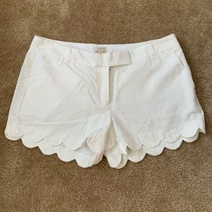 JCrew White Scalloped Shorts